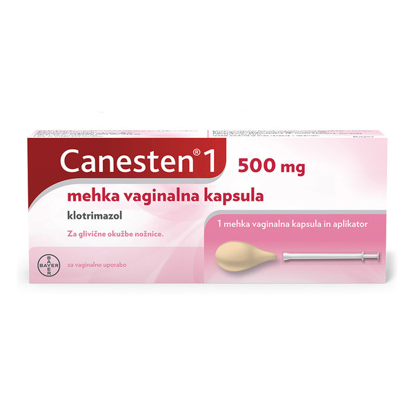Canesten 1 500 mg, mehka vaginalna kapsula + aplikator (1 kapsula + 1 aplikator)
