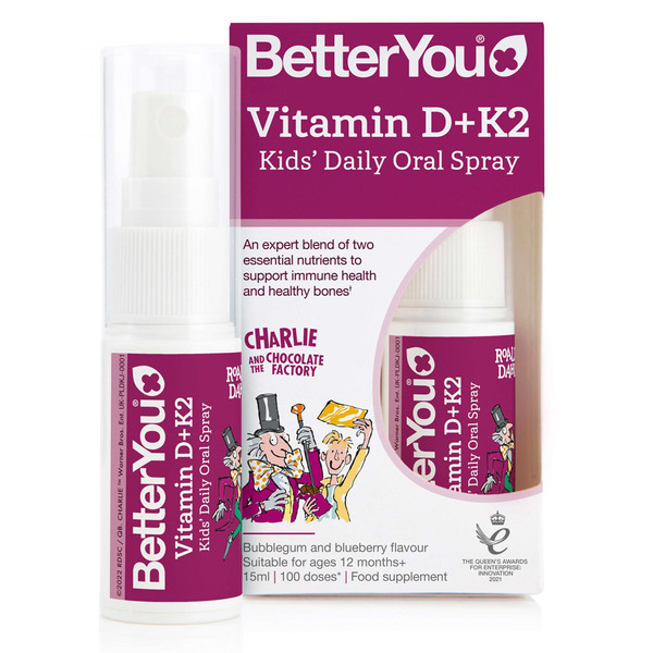 BetterYou Vitamin D3 + K2, ustno pršilo za otroke (15 ml)
