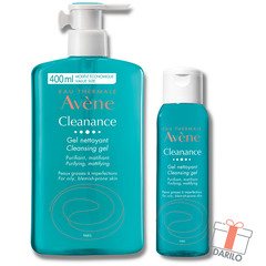 Avene Cleanance, paket gelov za čiščenje mastne kože (400 ml + 100 ml)