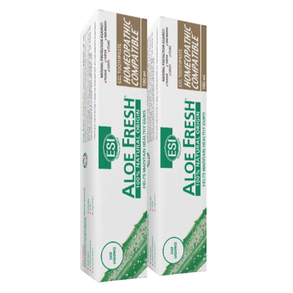 Aloe Fresh, homeopatska zobna pasta za svež dah z aromo bora - paket (2 x 100 ml)
