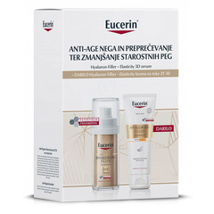 Eucerin Hyaluron-Filler + Elasticity, set za nego starostnih peg - 3D serum in krema za roke (30 ml + 75 ml)