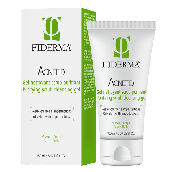 Fiderma Acnefid, čistilni piling gel za mastno kožo z nepravilnostmi - za obraz in telo (150 ml)