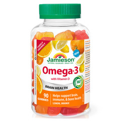 Jamieson Omega-3, žvečljivi bonboni za otroke, mladostnike in odrasle (90 bonbonov)