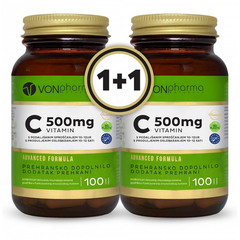VONpharma Vitamin C 500 mg, tablete s podaljšanim sproščanjem 10-12 ur - paket (2 x 100 tablet)