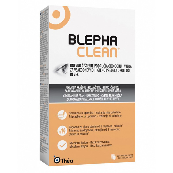 Blephaclean, sterilne krpice za čiščenje vek (20 blazinic)