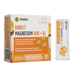 Medex Magnezij Direkt 400 + D3, prašek v vrečkah (20 x 2,2 g)