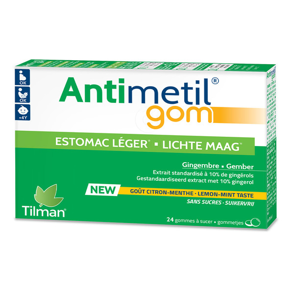 Antimetil Gom Ingver, pastile z okusom mete in limone (24 pastil)