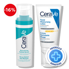 CeraVe, retinol protokol za enoten videz kože obraza - nega in zaščita pred soncem (30 ml + 52 ml)