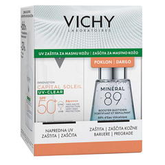 Vichy Capital Soleil UV-Clear + Mineral 89, paket za zaščito pred soncem za mastno kožo - ZF50+ (40 ml + 30 ml)