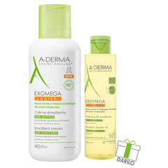 A-Derma Exomega Control, paket - krema in olje (400 ml + 200 ml)