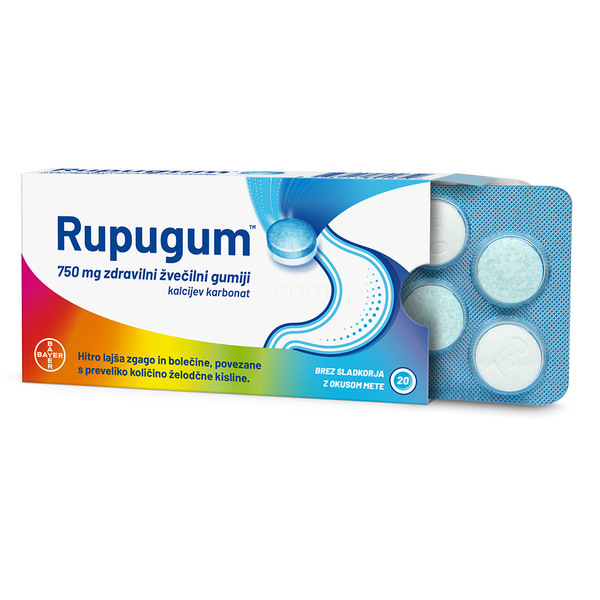 Rupugum 750 mg, zdravilni žvečilni gumi (20 žvečilnih gumijev)