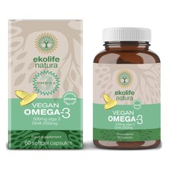Ekolife Omega - 3 alga olje, kapsule (60 kapsul)