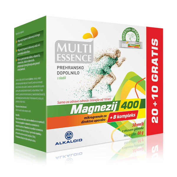 Multi Essence Magnezij 400 + B kompleks, mikrogranule (30 vrečk)
