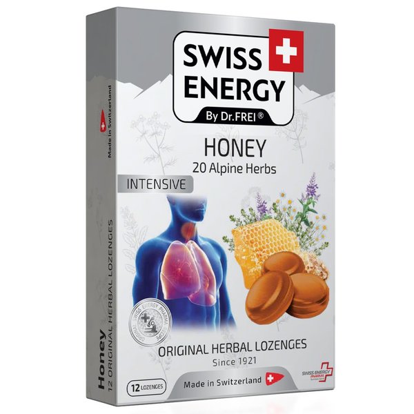Swiss Energy Intensive, zeliščne pastile z 20-mi zelišči in medom (12 pastil)