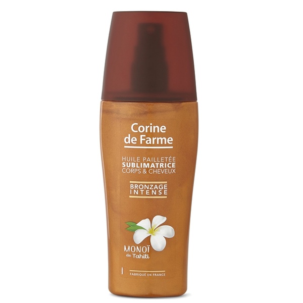 Corine De Farme, olje z bleščicami za zlat ten (150 ml) 