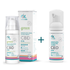 Favn Alpha CBD Green, paket: dermatološka krema za nego obraza + pena za čiščenje (2 x 50 ml)