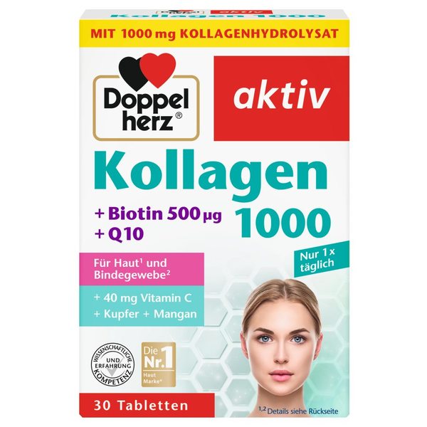 Doppelherz Aktiv Kolagen 1000 + 500 μg biotina + Q10, tablete (30 tablet)