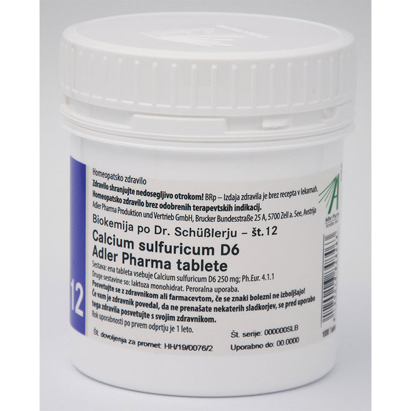 Schüsslerjeva sol št. 12 Calcium sulfuricum D6, tablete (1000 tablet)