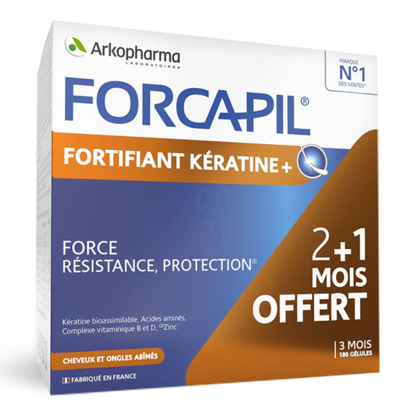 Forcapil Keratine+ Arkopharma, kapsule - paket (3 x 60 kapsul)