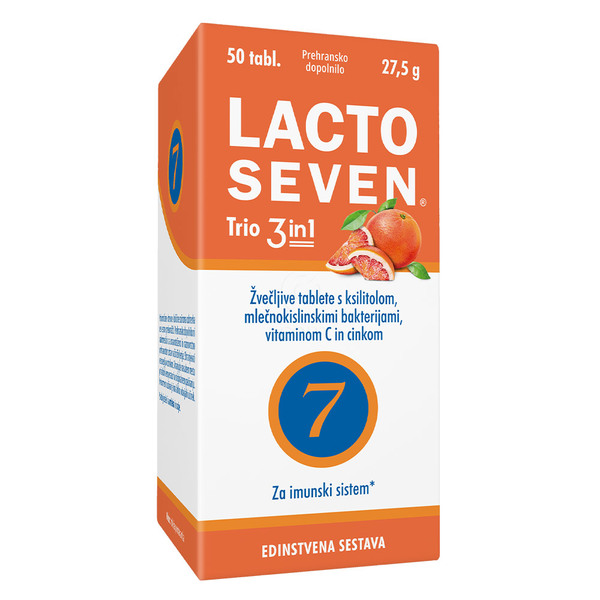 Lactoseven Trio 3in1, žvečljive tablete (50 tablet)