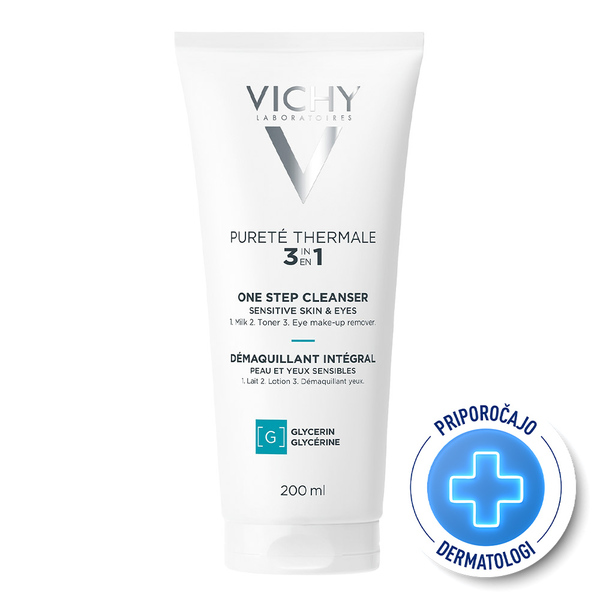 Vichy Purete Thermale, čistilno mleko 3v1 za občutljivo kožo in področje okoli oči (200 ml)