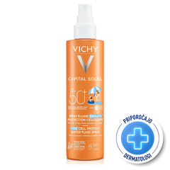 Vichy Capital Soleil, otroški fluid na vodni osnovi v pršilu za zaščito kožnih celic - ZF50+ (200 ml)