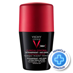 Vichy Homme Clinical Control 96h, detranspirant roll-on proti neprijetnemu vonju (50 ml)