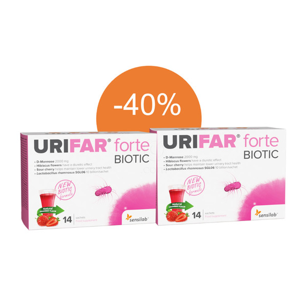 Sensilab Urifar forte BIOTIC, vrečke - paket (2 x 14 vrečk)