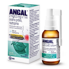 Angal 2 mg/0,5 mg v 1 ml, oralno pršilo (Okus: Mentol)