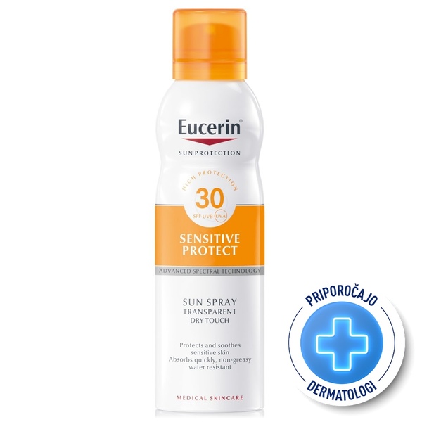 Eucerin Sun Dry Touch, prozoren sprej za zaščito pred soncem ZF 30 (200 ml)