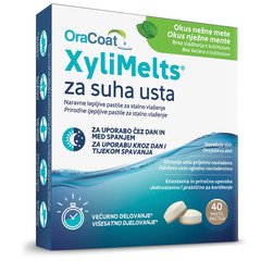 Xylimelts Ora Coat, pastile za suha usta s 500 mg kslitola - okus nežne mete (40 pastil)