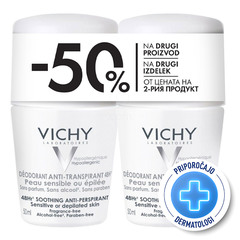 Vichy deodorant antitranspirant 48h, roll-on - paket (2 x 50 ml)