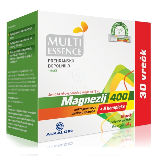 Multi Essence Magnezij 400 + B kompleks, mikrogranule - vrečke (30 vrečk)