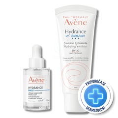Avene Hydrance Boost, lahka rutina za vlaženje suhe kože - serum in lahka krema (30 ml + 40 ml)