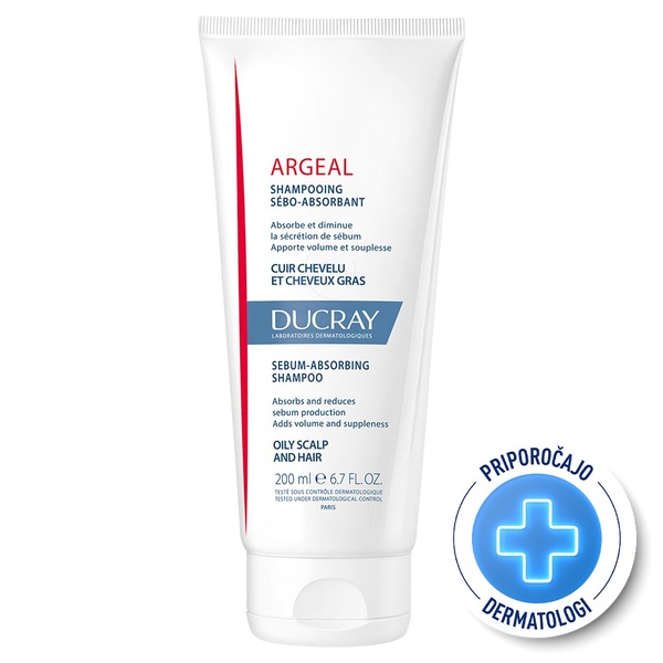  Ducray Argeal, šampon za absorbcijo sebuma za mastne lase (200 ml)