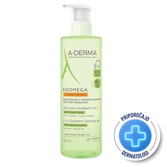 A-Derma Exomega Control, emolientni čistilni gel 2v1 za atopijsko kožo (500 ml)