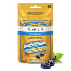 Grether's, pastile črni ribez brez sladkorja - vrečka (110 g)