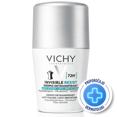 Vichy Invisible Resist 72h, detranspirant proti madežem in razdraženosti - roll-on (50 ml)