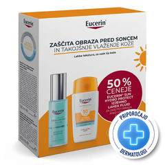 Eucerin Sun, paket za intenzivno hidracijo kože in zaščito pred soncem - ZF 50+ (30 ml + 50 ml)