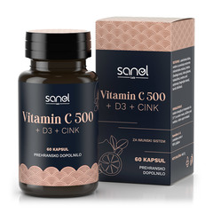 Sanol LAB Vitamin C 500 + D3 + Cink, kapsule (60 kapsul)