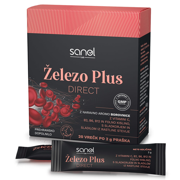 Sanol LAB Železo Plus Direct, vrečke (20 x 2 g)