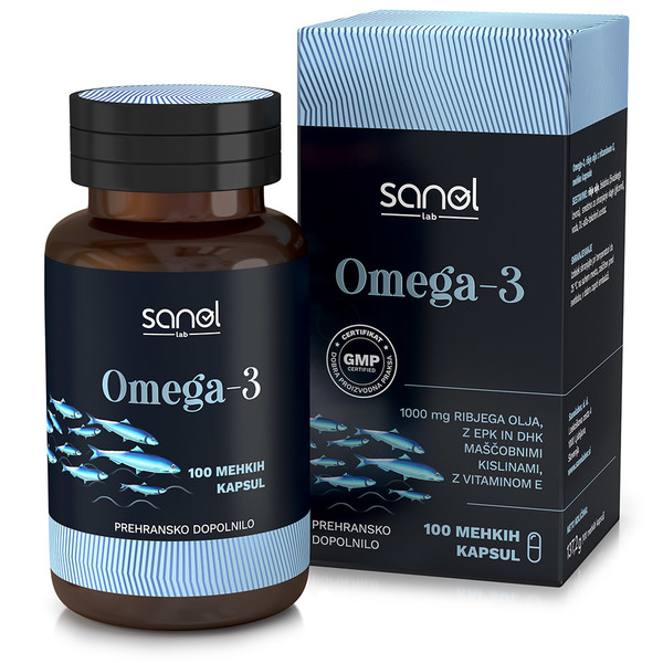 Sanol LAB Omega 3, mehke kapsule (100 kapsul)