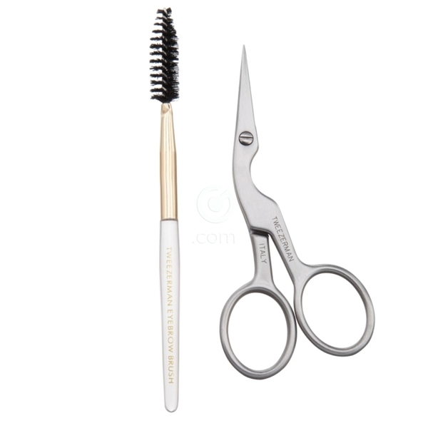 Tweezerman Brow Shaping Scissors & Brush, set za oblikovanje obrvi (1 set)