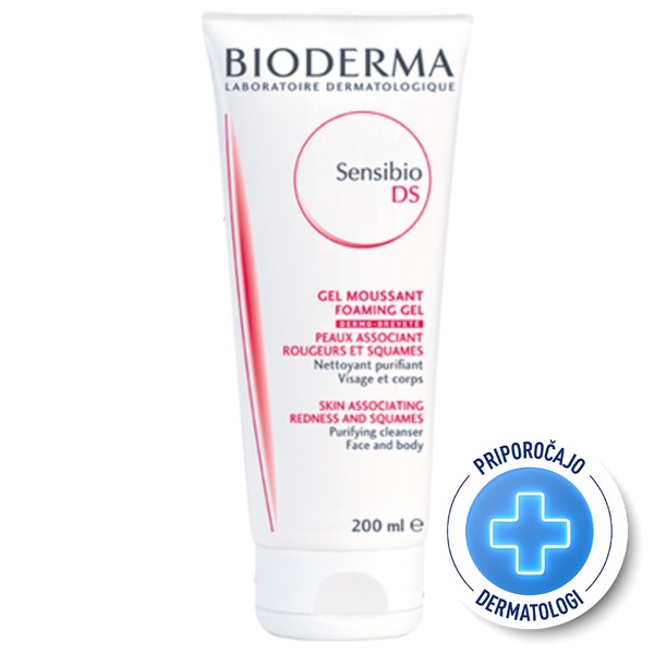 Bioderma Sensibio DS+, peneči čistilni gel za pomiritev kože (200 ml)