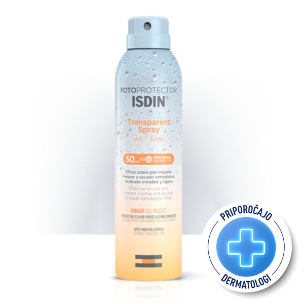 ISDIN Sun Fotoprotector, prozoren sprej za telo Wet Skin - ZF50 (250 ml)