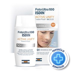  ISDIN Sun Fotoultra 100 Active Unify Fusion, fluid za poenotenje in posvetlitev pigmentnih madežev - ZF50+ (50 ml) 