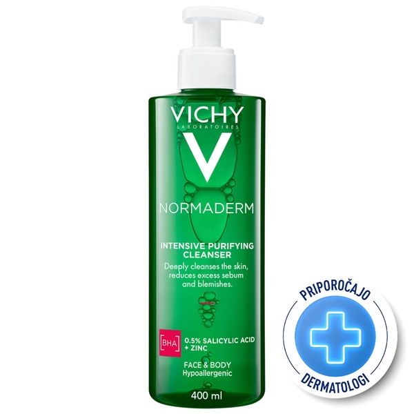Vichy Normaderm Phytosolution, čistilni gel za občutljivo in mastno kožo (400 ml)