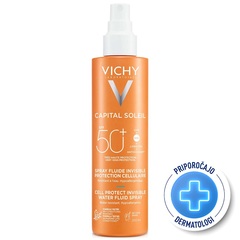 Vichy Capital Soleil, fluid na vodni osnovi v pršilu za zaščito kožnih celic - ZF50+ (200 ml)
