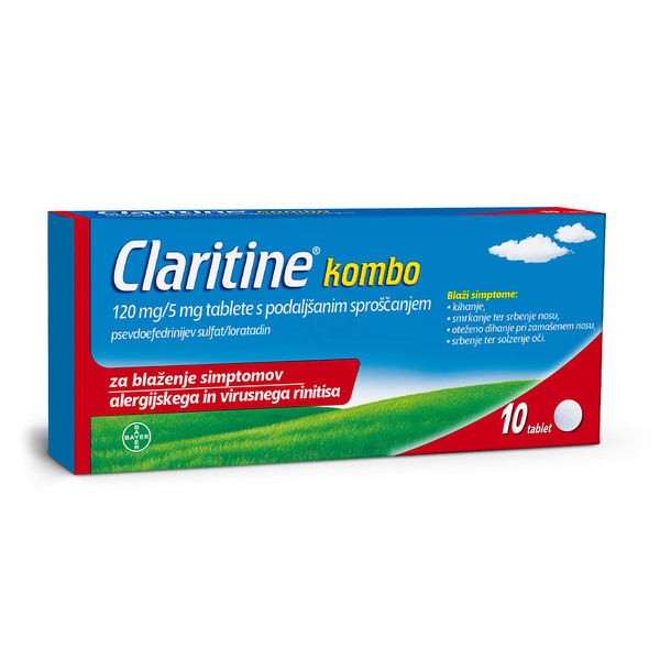 Claritine kombo 120 mg/5 mg tablete s podaljšanim sproščanjem (10 tablet)