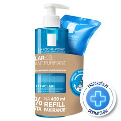 LRP Effaclar +M, peneči gel + eko polnilo za kožo nagnjeno k aknam in nepravilnostim - čiščenje + polnilo (2 x 400 ml)